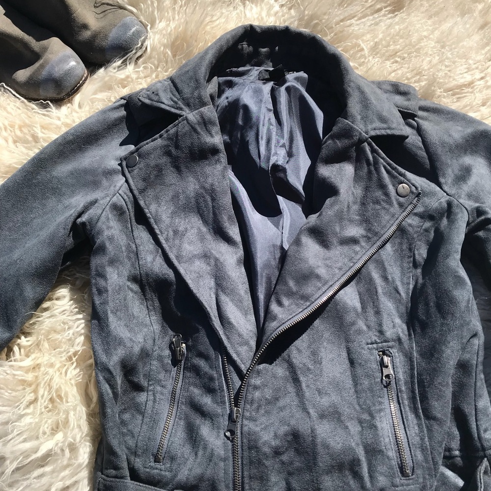Faux Ultra Suede motorcycle Jacket